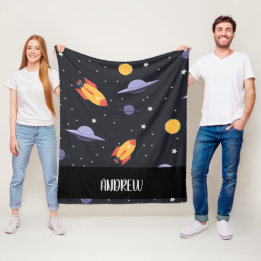 Custom personalized ,monogram outer space fleece blanket