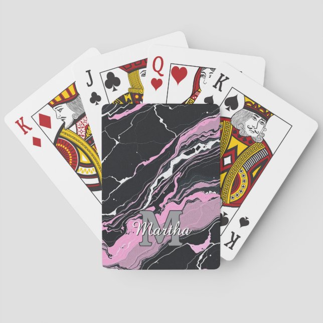 Custom Personalized Monogram Script Name Initial Poker Cards (Back)