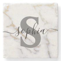 Custom Personalized Monogram Script Name Initial Stone Coaster Custom Personalized Monogram Script Name Initial Stone Coaster