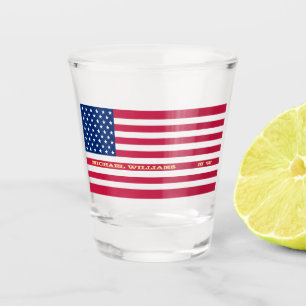 Custom Personalized Monogrammed USA American Flag Shot Glass