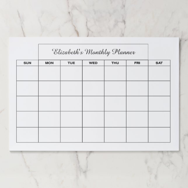 Custom personalized month planner paper pad (Front)