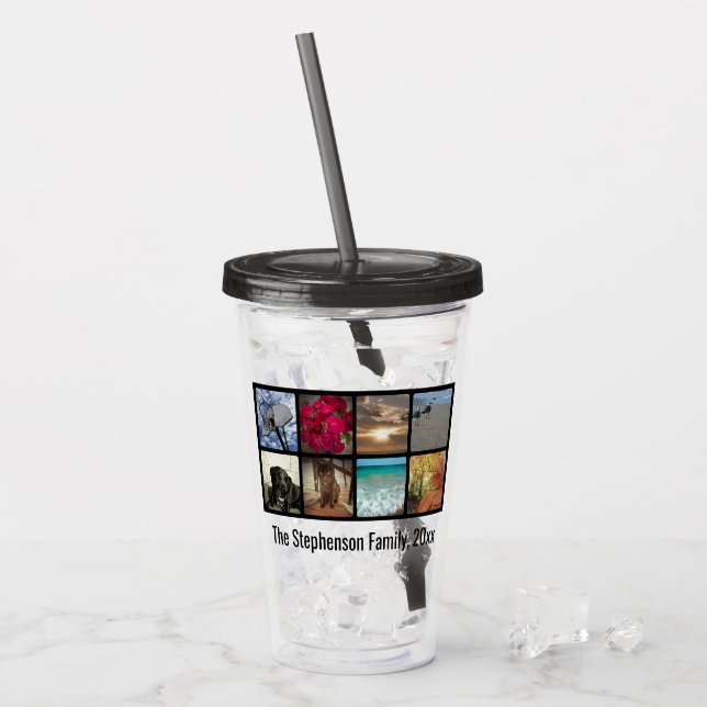 Custom Personalized Multi Photo Picture Collage Acrylic Tumbler (Front Ice)