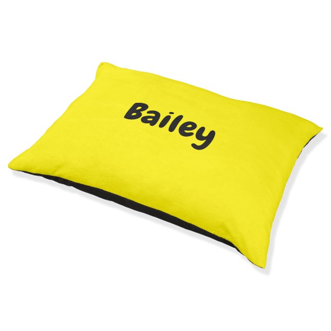 Custom Personalized Name Add Photo Art Bold Yellow Pet Bed (Angled)