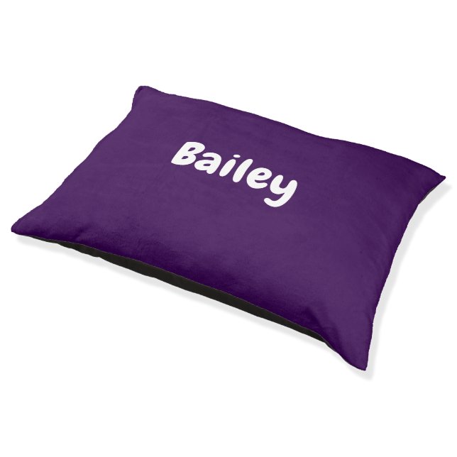 Custom Personalized Name Add Photo Art Dark Purple Pet Bed (Angled)