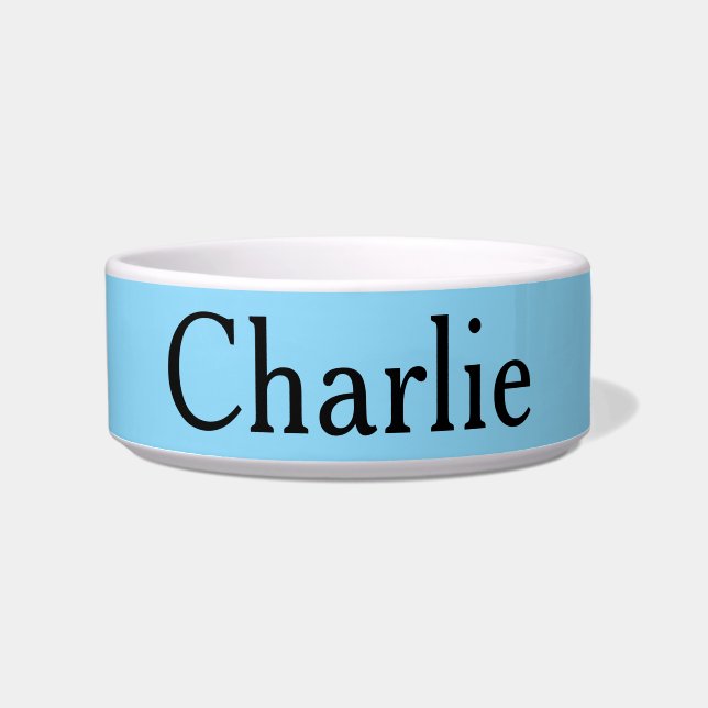 Custom Personalized Name Add Photo Art Light Blue Bowl (Front)