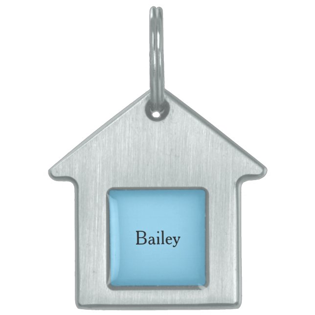 Custom Personalized Name Add Photo Art Light Blue Pet ID Tag (Front)