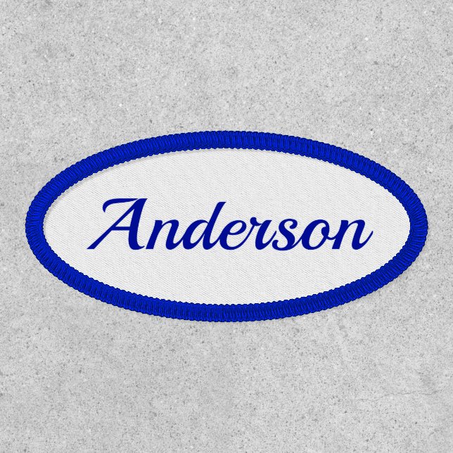 Custom Personalized Name Blue Oval Patch (Front)