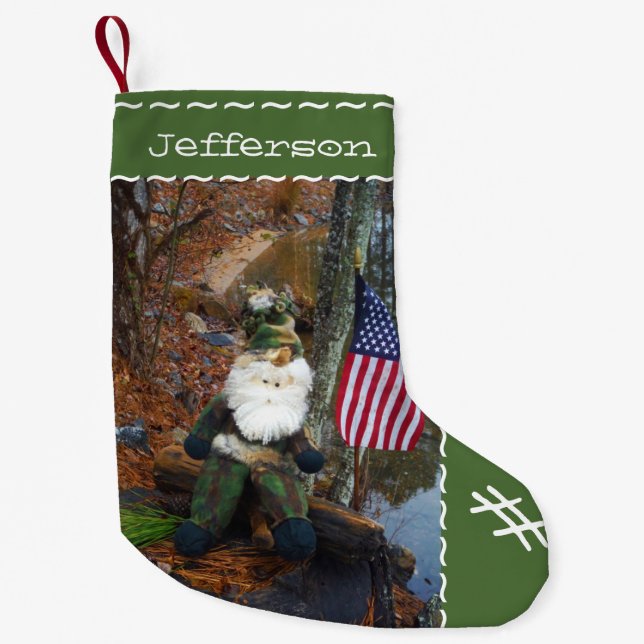 Custom Personalized Name Camouflage Santa Small Christmas Stocking (Front)