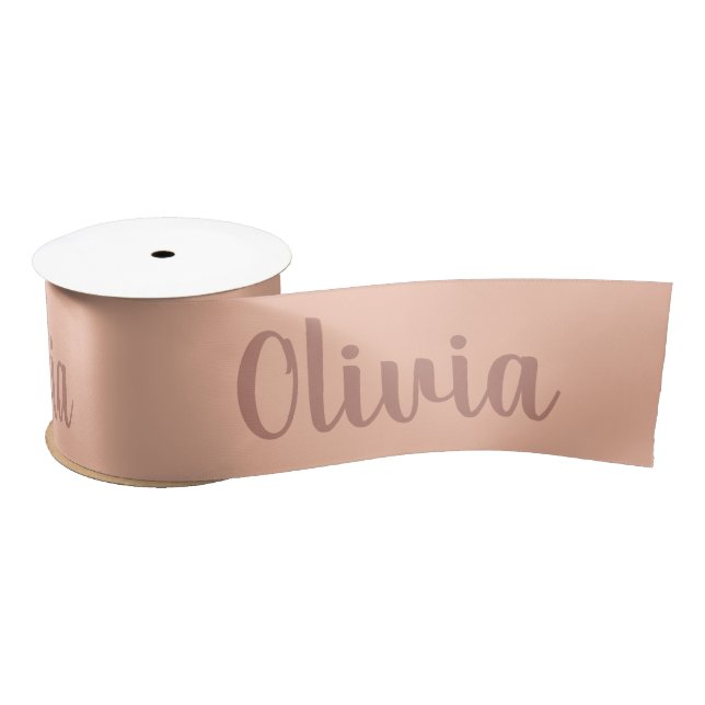 Custom Personalized Name Cute Rose Gold Satin Ribbon (Spool)