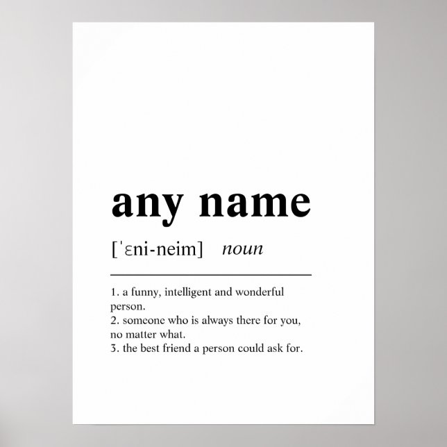 Custom Personalized Name Definition Poster (Front)