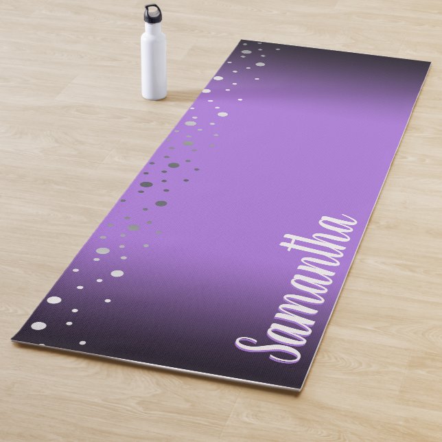 Custom Personalized Name Faux Silver Confetti Yoga Mat (In Situ)