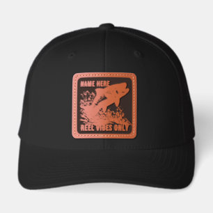 Custom Personalized Name Fishing Gift Leather Patch Hat