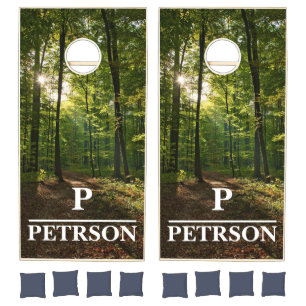 Custom Personalized Name Forest Wood Cornhole Set