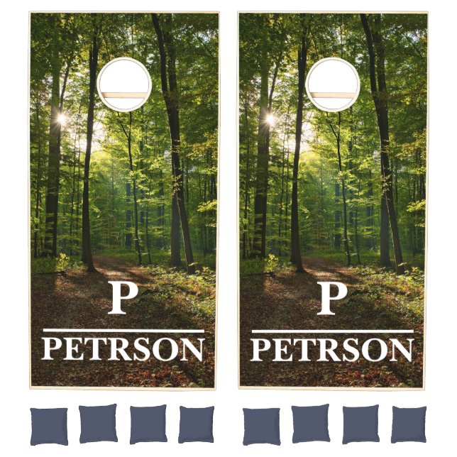 Custom Personalized Name Forest Wood Cornhole Set (Set)