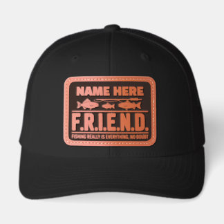 Custom Personalized Name Funny Fishing Leather Patch Hat