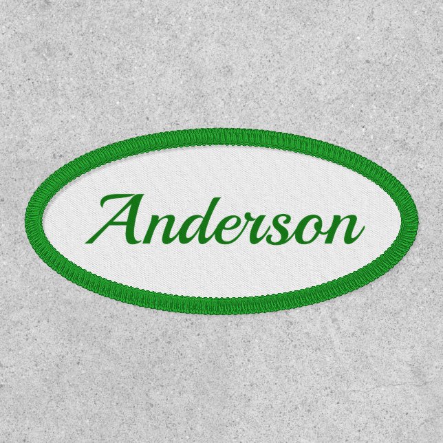 Custom Personalized Name Green Oval Patch (Front)
