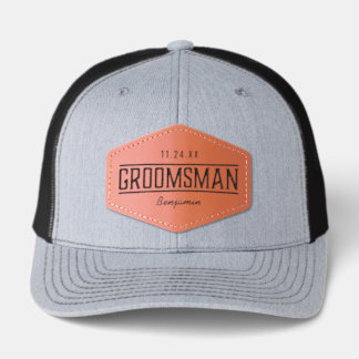 Custom Personalized Name Groomsman Leather Patch Hat