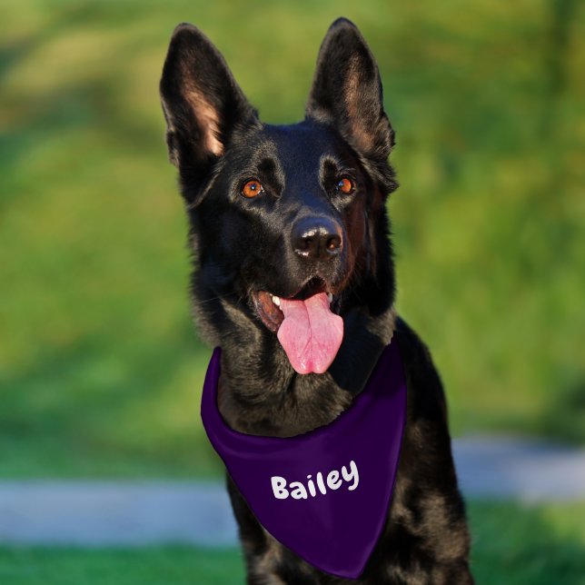 Custom Personalized Name Minimal Dark Purple Pet Bandana Collar (Dog)