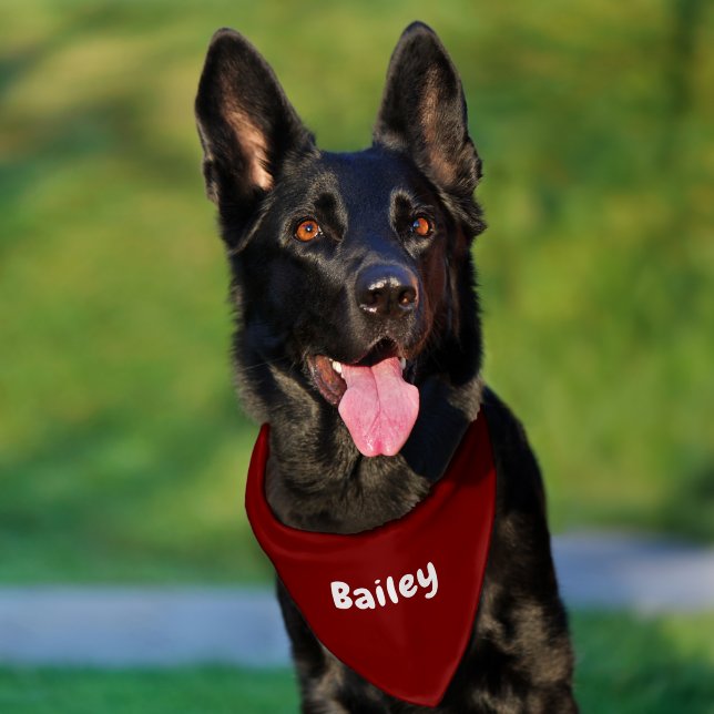 Custom Personalized Name Minimal Deep Red Pet Bandana Collar (Dog)
