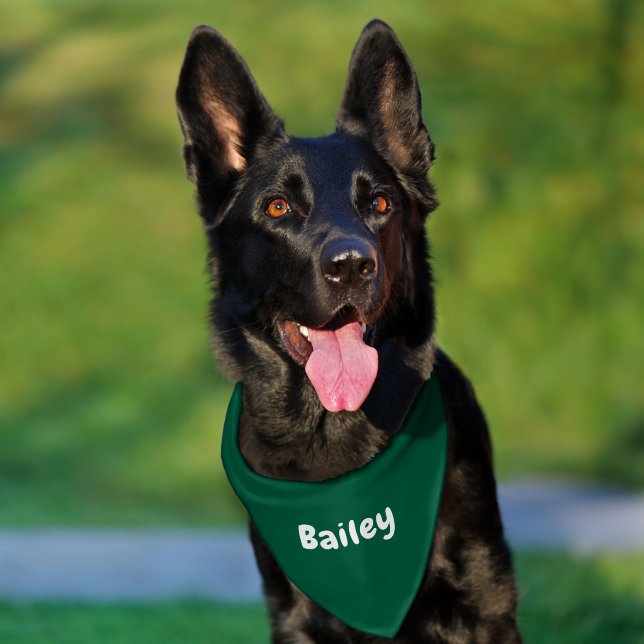 Custom Personalized Name Minimal Hunter Green Pet Bandana Collar (Dog)