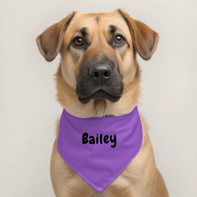 Custom Personalized Name Minimal Light Purple Pet Bandana Collar (Dog 2)