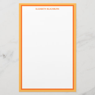 Custom Personalized Name Orange Colorful Border Stationery