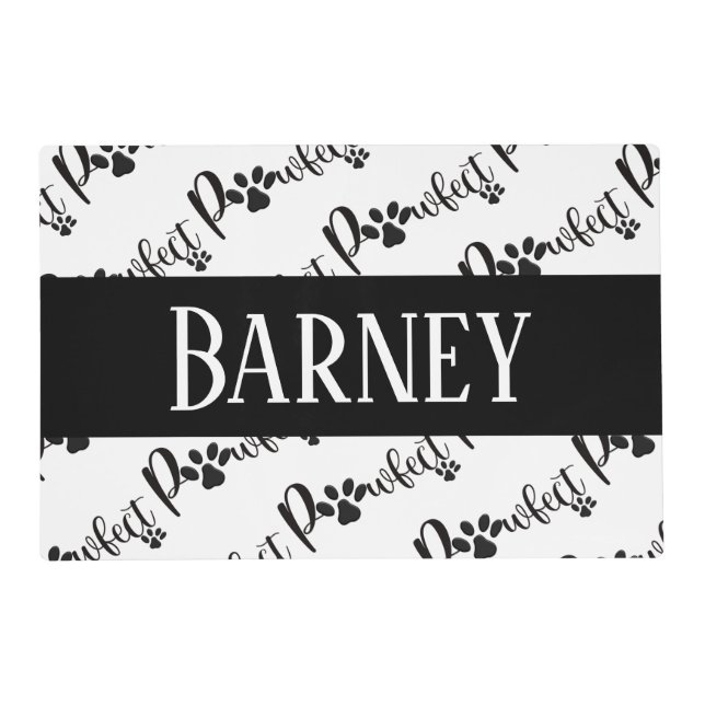 Custom Personalized Name Pawprint Dog Placemat (Front)