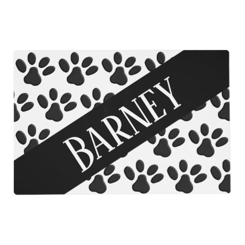 Custom Personalized Name Pawprint Dog Placemat