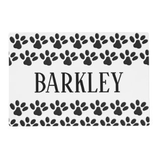 Custom Personalized Name Pawprint Stylish Dog Placemat