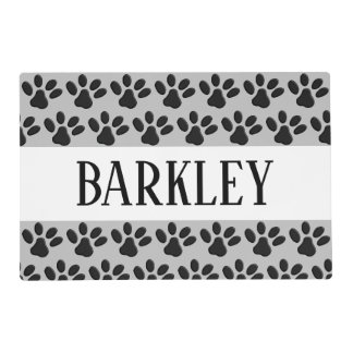Custom Personalized Name Pawprint Stylish Dog Placemat