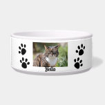 Custom Personalized Name Pet Photo Pet Bowl<br><div class="desc">Custom Cat Photo, Name Personalized Pet Food Bowl. Cute Custom Photo, Personalized Name, Bone Print Pet Bowl for your beloved furry family member pet dog or cat. Click on customize to further personalize and customize th edog food bowl, pet bowl or cat food bowl with text, photo or image. personalized...</div>
