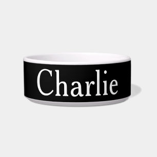 Custom Personalized Name Photo Art Black Pet Bowl