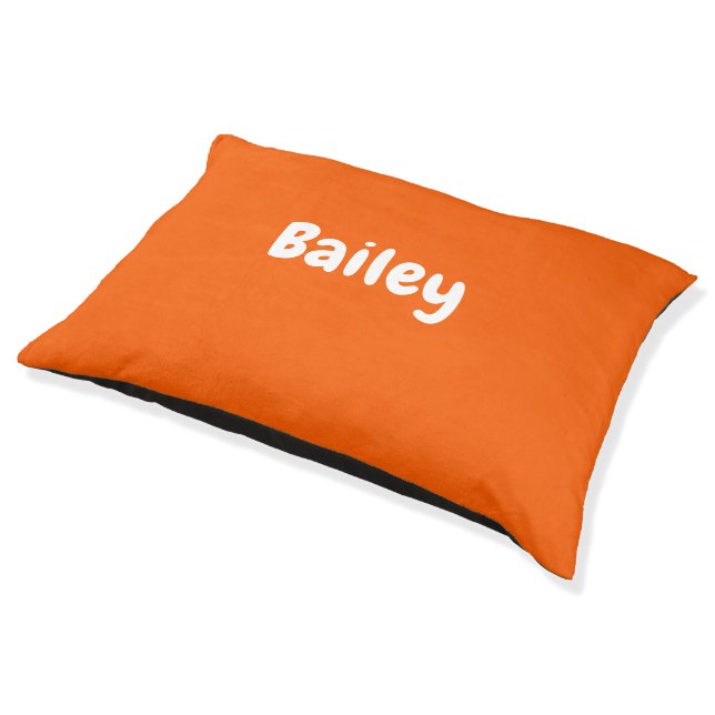Custom Personalized Name Photo Art Bright Orange Pet Bed (Angled)