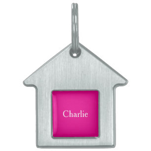 Custom Personalized Name Photo Art Bright Pink Pet ID Tag