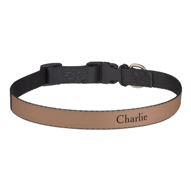 Custom Personalized Name Photo Art Chestnut Brown Pet Collar (Front)