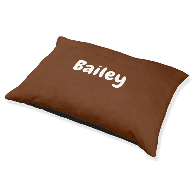 Custom Personalized Name Photo Art Chocolate Brown Pet Bed (Angled)
