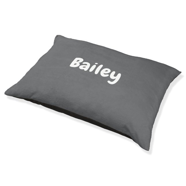 Custom Personalized Name Photo Art Dark Grey Pet Bed (Angled)