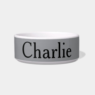 Custom Personalized Name Photo Art Grey Pet Bowl