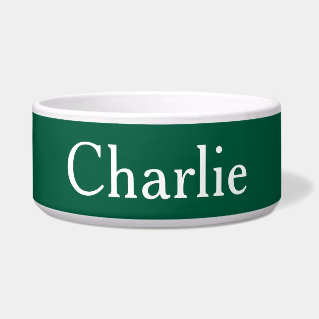 Custom Personalized Name Photo Art Hunter Green Bowl (Front)