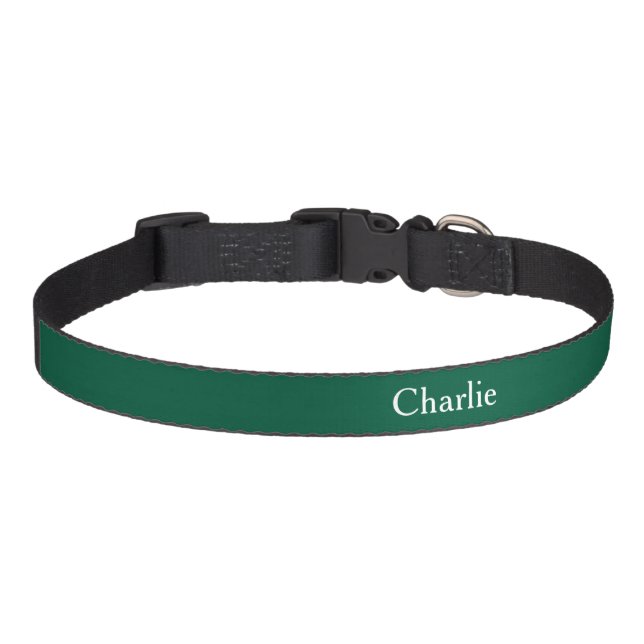 Custom Personalized Name Photo Art Hunter Green Pet Collar (Front)