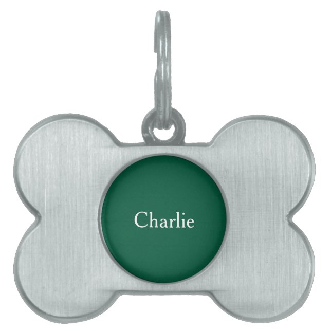 Custom Personalized Name Photo Art Hunter Green Pet ID Tag (Front)