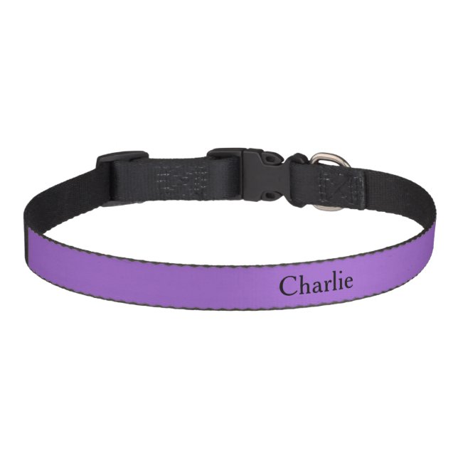 Custom Personalized Name Photo Art Purple Medium Pet Collar (Front)