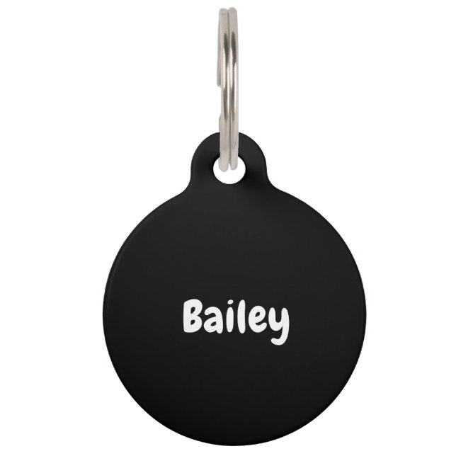 Custom Personalized Name Photo Black Pet ID Tag (Front)