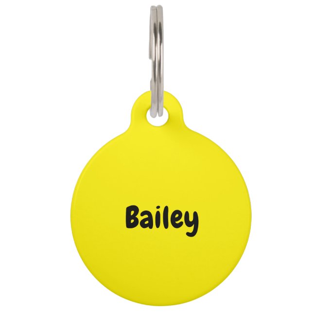 Custom Personalized Name Photo Bold Yellow Pet ID Tag (Front)