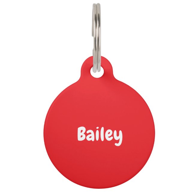 Custom Personalized Name Photo Bright Red Pet ID Tag (Front)