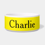 Custom Personalized Name Photo Bright Yellow Pet Bowl<br><div class="desc">Personalize Simplistic Art, add name or photo. Looks good on anything. ⭐PERSONALIZE this template with your artwork. ⭐EDIT it further to make more changes. ⭐TRANSFER this design to any product. Visit all my stores at bit.ly/SandyspiderStores (cut and paste).</div>