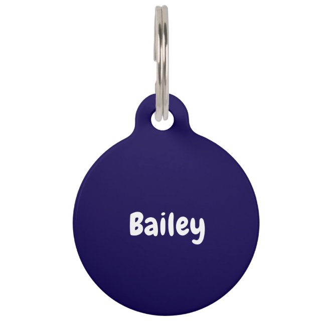 Custom Personalized Name Photo Dark Blue Pet ID Tag (Front)