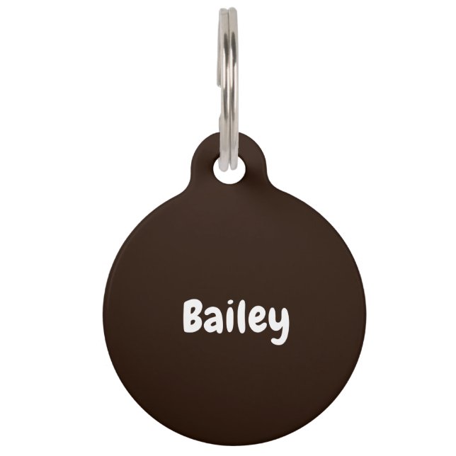 Custom Personalized Name Photo Dark Brown Pet ID Tag (Front)