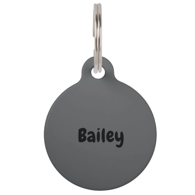 Custom Personalized Name Photo Dark Grey Pet ID Tag (Front)