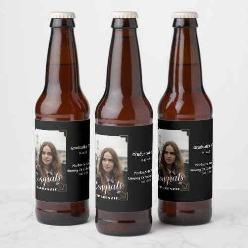 Custom Personalized Name Photo Graduation Party Beer Bottle Label